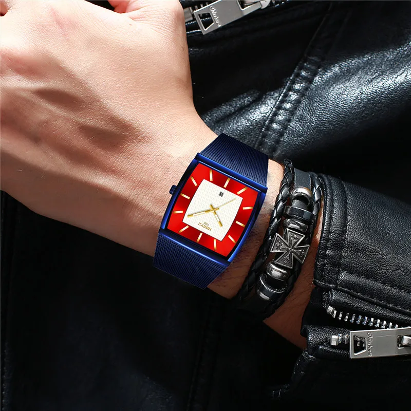 Часы наручные NIBOSI Мужские кварцевые роскошные брендовые водонепроницаемые