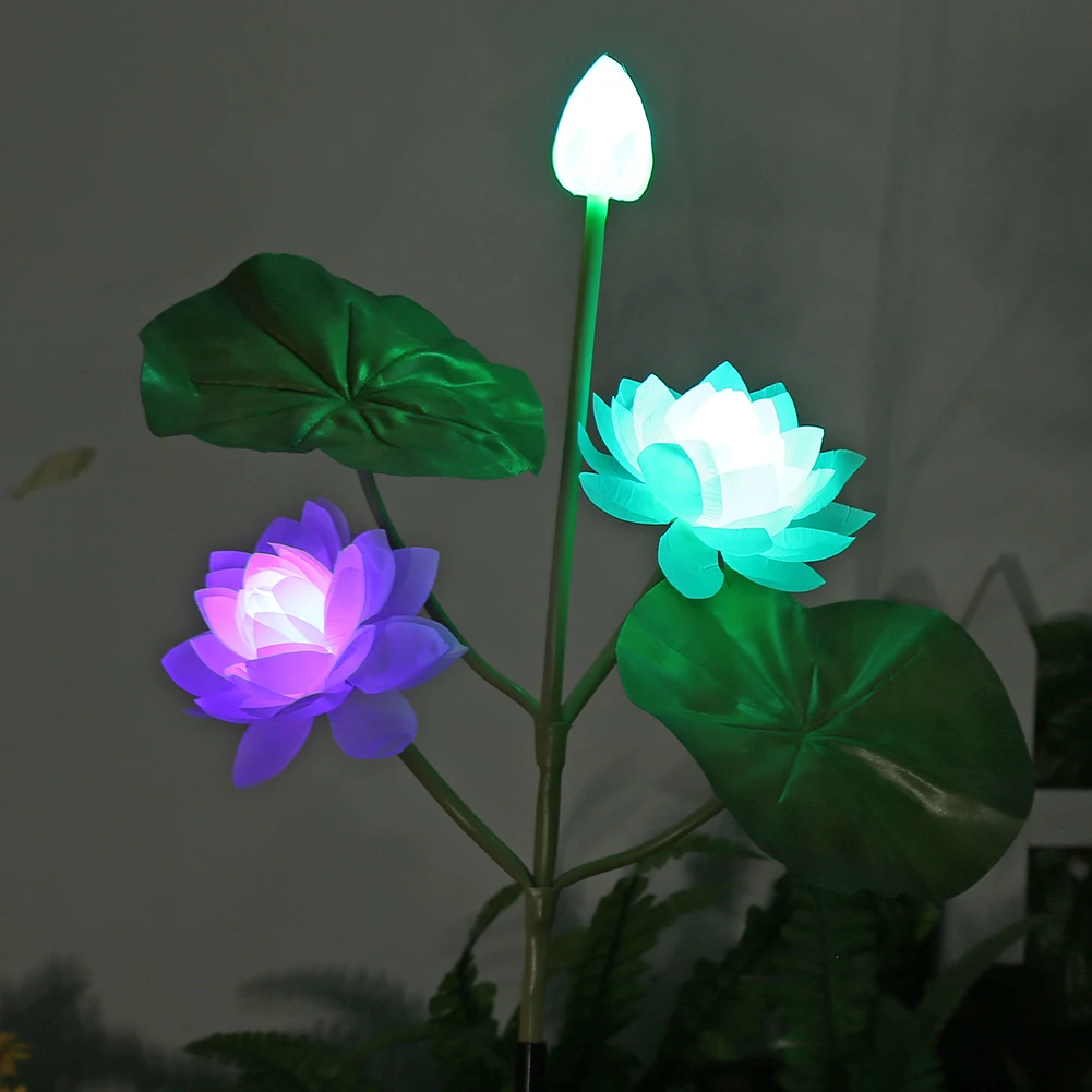 

Solar Lotus Garden Simulation Flower Grass Lawn Plug-In LED Powered Ground Lamps for Outdoor Garden Decoration