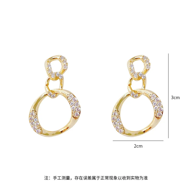 

Hot Sale Exquisite CZ 14K Gold Plated Geometric Stud Earrings Unique Delicate Long Earrings