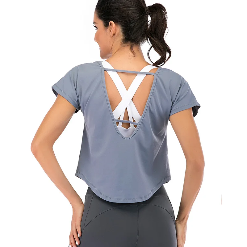 Женская спортивная одежда Zhangyunuo футболки с открытой спиной для тренировок топы