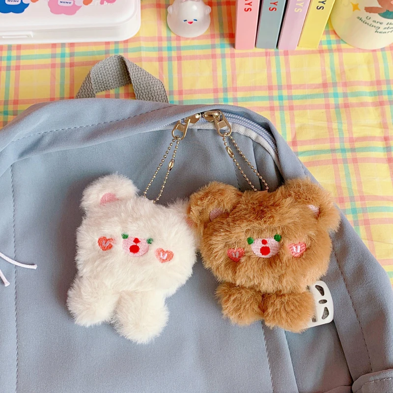 

Cute Bear Plush Keychain Bag Pendant Car Keychain Cute Bear Plush Doll Student Schoolbag Charm Wholesale