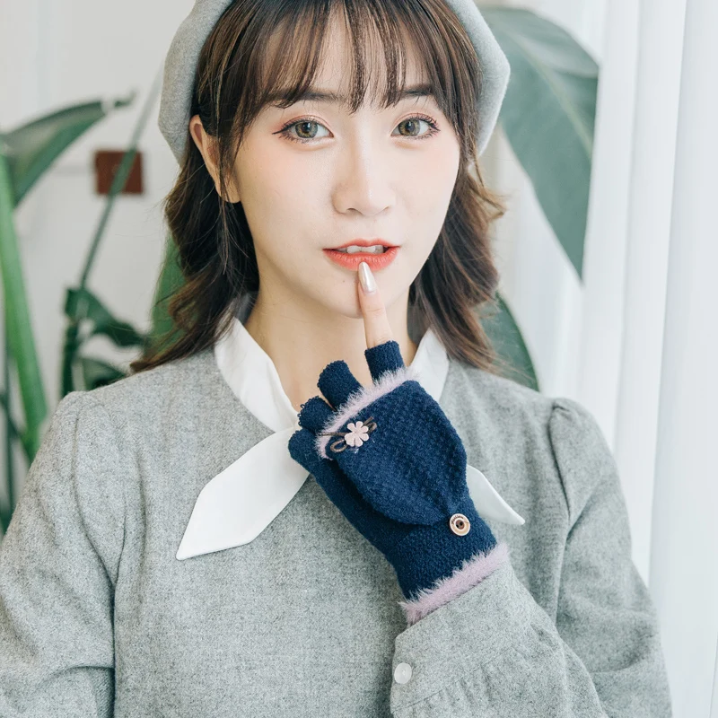 2019 NEW Fashion Winter Women Fingerless Gloves Multifunctional Cute Warm Patchwork Mittens Gift for Students Girl Friend | Аксессуары