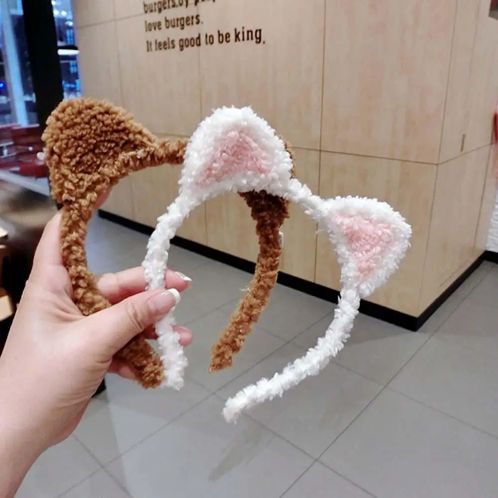 Женская плюшевая повязка на голову с кошачьими ушками | Детская одежда и обувь