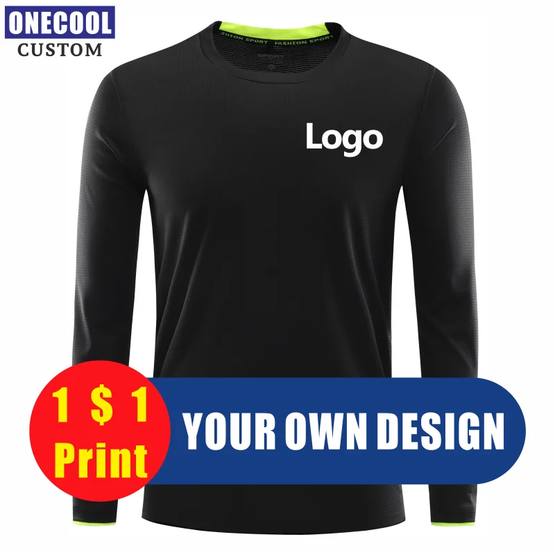 Long Sleeve Sport Quick-Drying T Shirt Custom Logo Print Personal Design Company Team Brand Embroidery Text 8 Colors ONECOOL bauskydd male workwear worker t shirt long sleeves multi pockets extra large size embroidery company logo