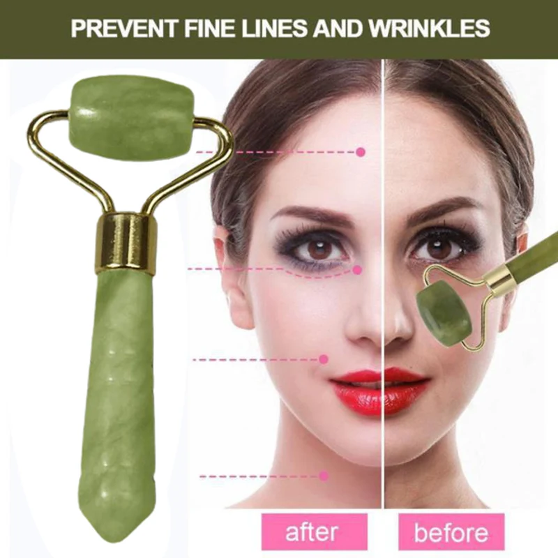 Jade Facial Massage Roller Single Head Jade Stone Face Lift Hands Body Skin Relaxation Slimming Beauty Health Skin Care Tool