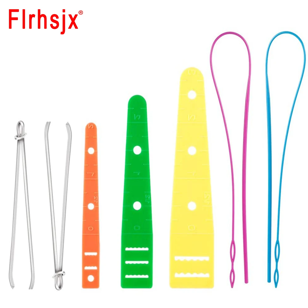 

7pcs Flexible Drawstring Threader Replacement Flat Threader Metal Easy-Pull Bodkin Tweezers for Wearing Rope Weaving Tools