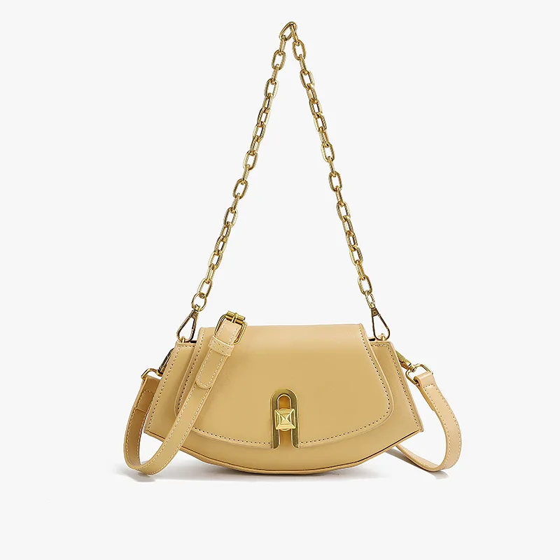 

Messenger Bag Women Retro Chains Handbag Leather Shoulder Totes Underarm Vintage Boat Crossbody Bag Female Small Subaxillary Bag