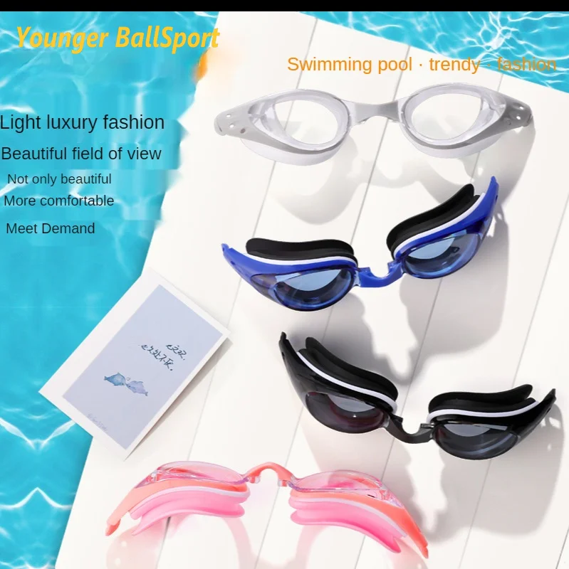 

Myopia swimming goggles Professional Swimming Goggles Swimming Glasses with Earplugs Nose Clip Electroplate Waterproof Silicone