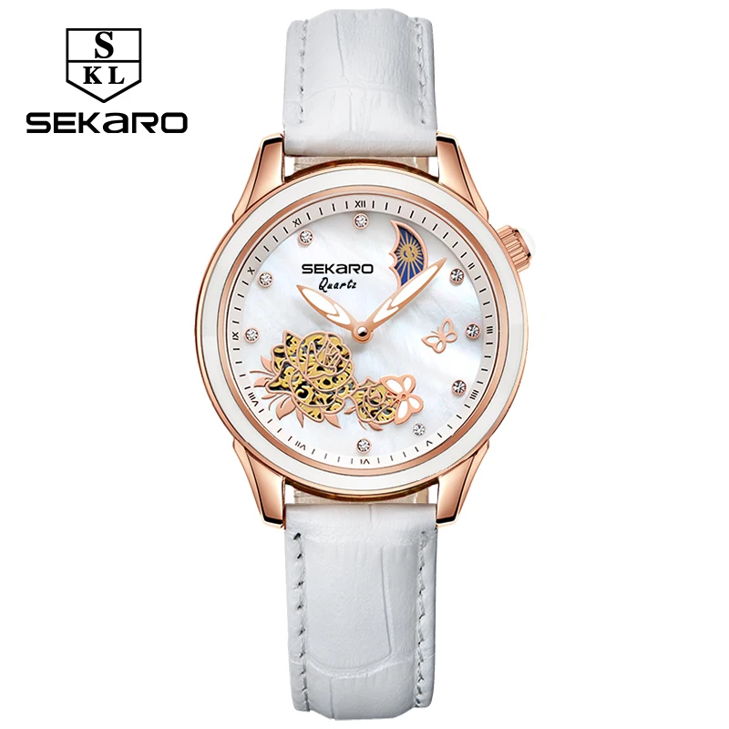 Женские керамические кварцевые часы с бабочкой и сапфировым стеклом|Женские