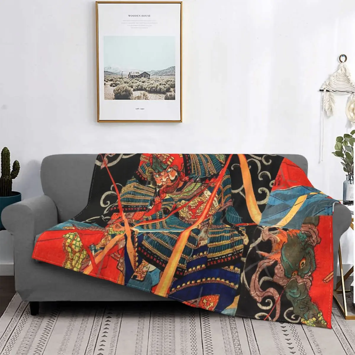

Utagawa Kuniyoshi-Manta japonesa de Samurai, colcha para cama, muselina a cuadros, Anime, manta de felpa para Picnic, fundas par