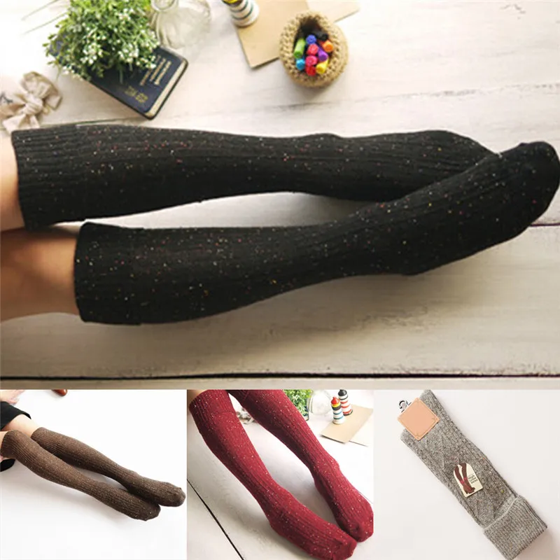 

Autumn Winter Wool Blended Socks Long Warm Socks Turn Up Rib Dot Winter Boot For Women Girls Lady Calcetines Mujer