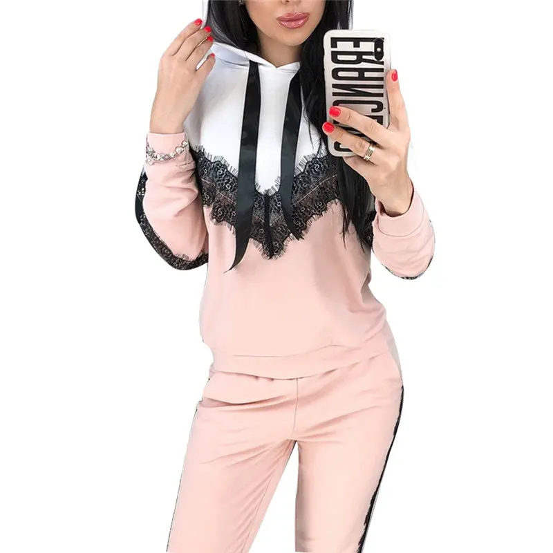 Новинка Женский пуловер комплект из 2 предметов однотонная Кружевная футболка с