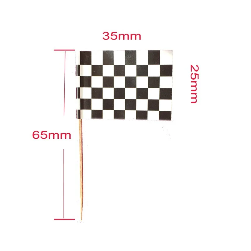 24pcs Racing Flag Toothpicks Checkered Picks Appetizer Fruit Sticks for Cocktail Party - Black and White New | Дом и сад