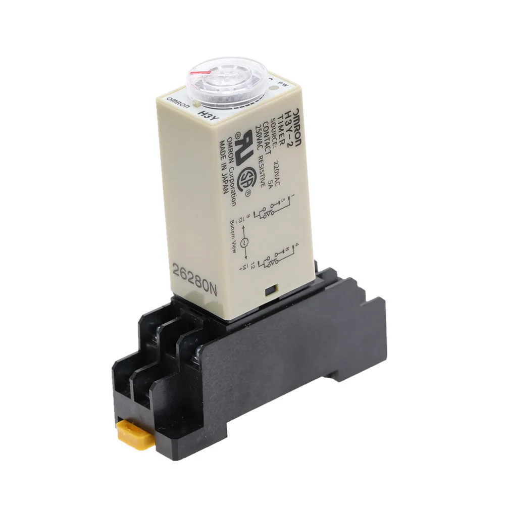 1 шт. H3Y 2 DC 12V 24V /AC 110V 220V Таймер задержки Реле времени 0 5 сек с базой 5A|time relay|delay timerac