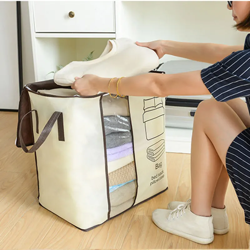

Spot Durable Moisture Proof Dust-Proof Print Zipper Closure Quilt Clothes Storage Bag Packing Organizer Home Best Price