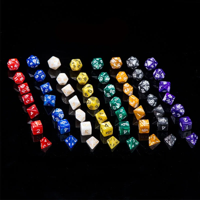7 шт./компл. многогранные DnD смешанные Цвет кости для ролевой игры «Подземелья и Драконы настольные игры D4, D6, D8, D10, D%, D12, D20