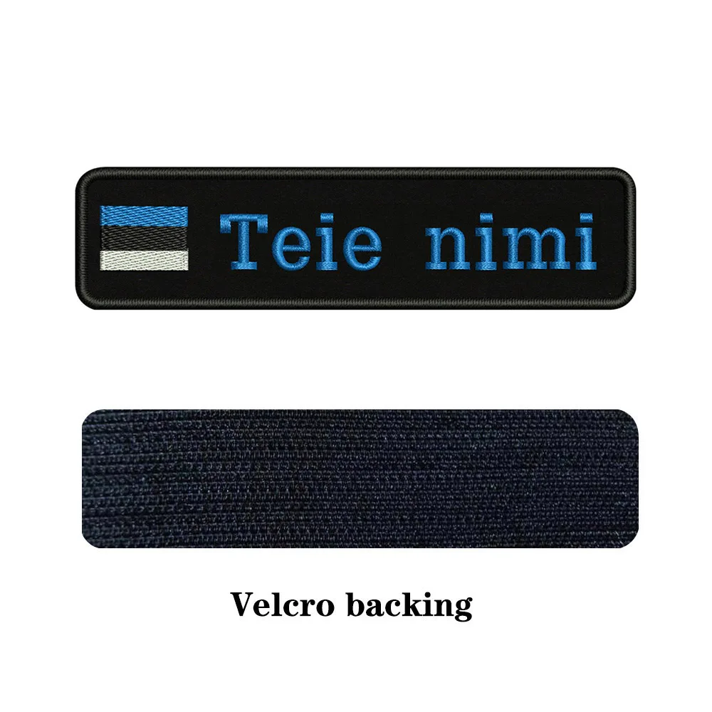 blue-Velcro Вышивка на заказ, флаг, название или заплатка с текстом 10 см* 2,5 см, значок с железом или липучкой для одежды, штанов, рюкзаков, шапок - Цвет: blue-Velcro