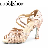 loogtshon dance shoes for women ballroom latin shoes ladies modern tango dancing performance shoes salsa sandals 7 5cm heel