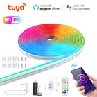 Умная светодиодная RGB лампа Tuya Smart Life светильник оновая полоса с управлением через приложение, работает с Alexa и Google Home, 12 В постоянного тока, Wi-Fi