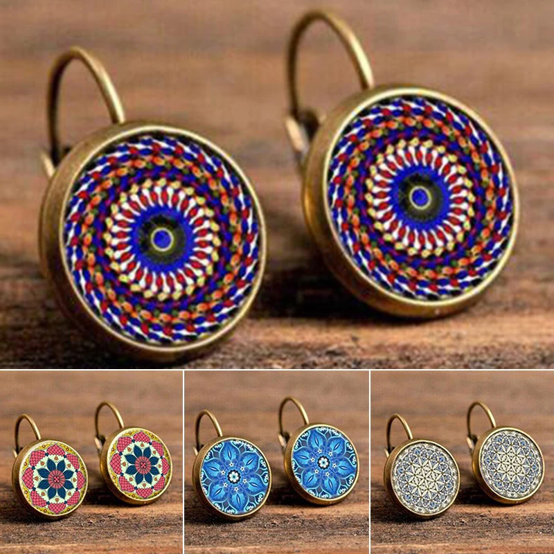 

Women's Earrings Hot Products Time Gemstone Bohemian Flower Stud Earrings Symbol of Zen Buddhism Earrings Jewelry Accessories