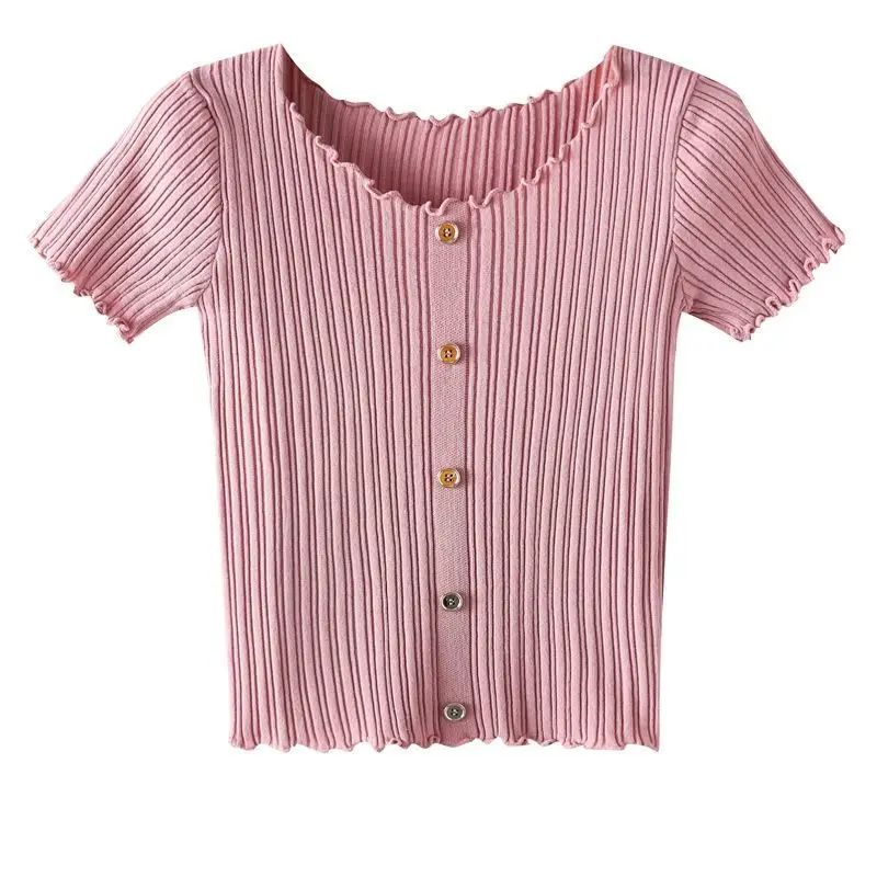 

Ice silk short sleeve tight T-shirt women's ice silk short Pullover short sleeve thin summer sweater white top