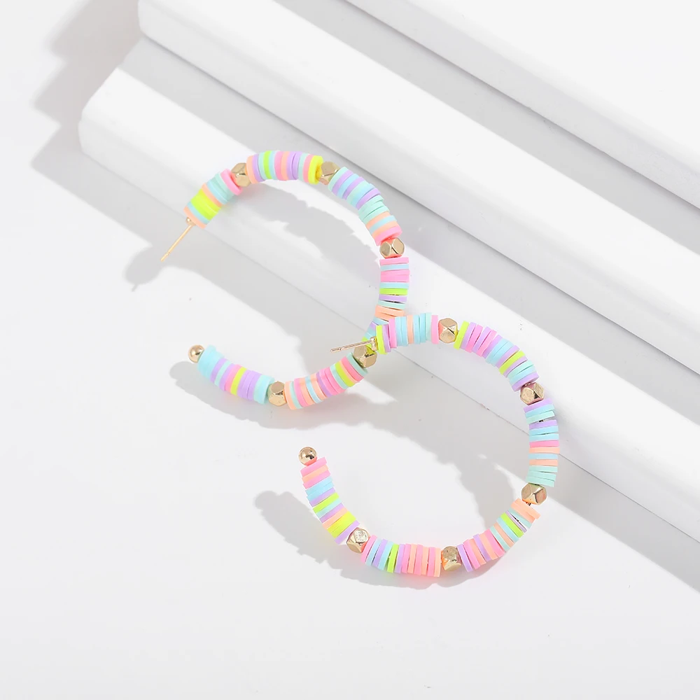 В богемном стиле цветная Полимерная глина Heishi бусинки свисающие серьги для