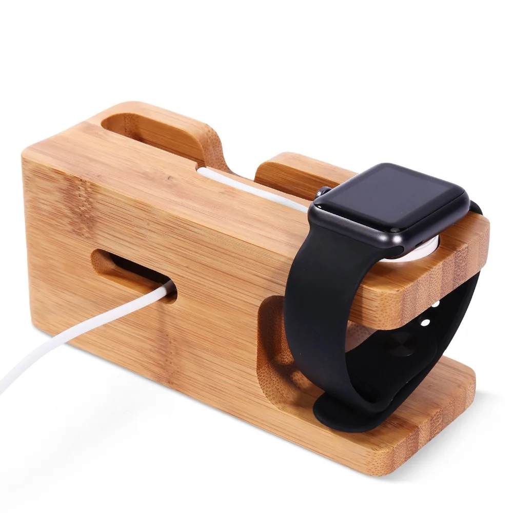 Для Apple Watch iPhone X XS XR 8 7 6s Plus большая зарядная док станция бамбуковая декоративная
