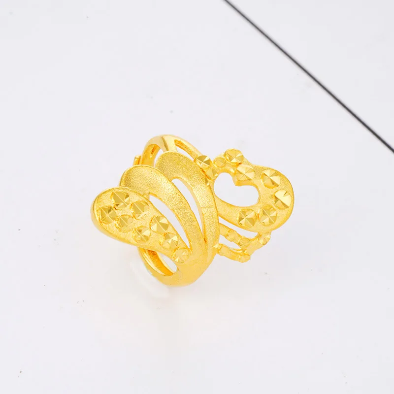 

Fashion Multilayer Leaf Gold Women's Ring 3D Hard Gold Sandblasting Wedding Women's Ring Party New Noble Bride Ring