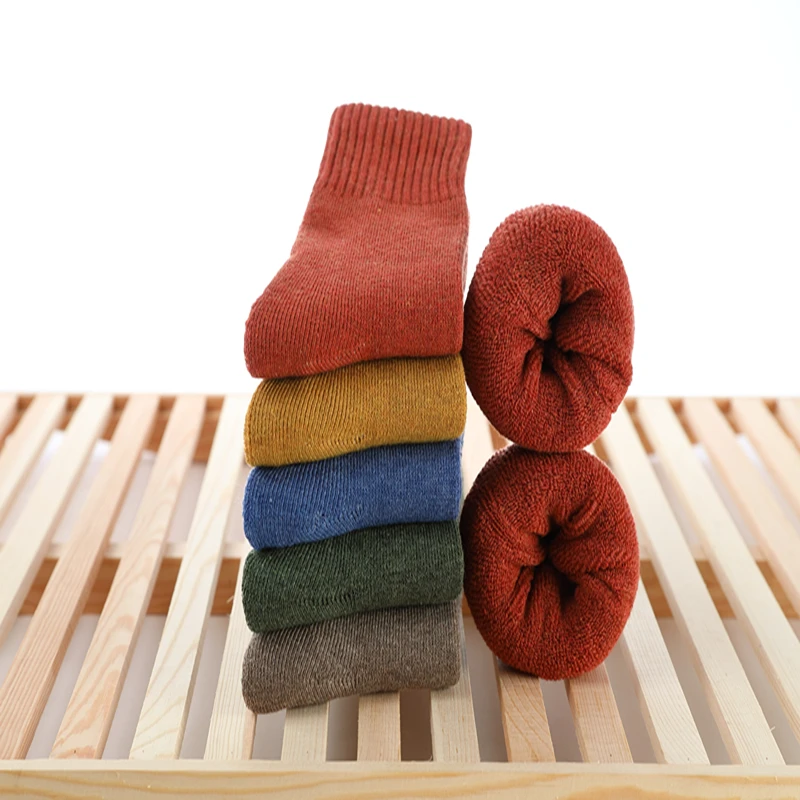 1 пара зимние теплые плотные шерстяные кашемировые носки однотонные цветные