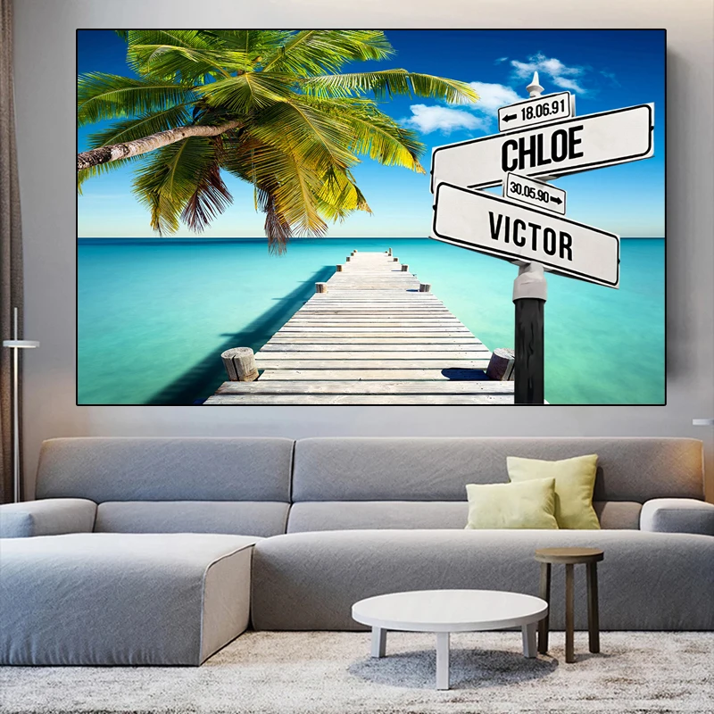 

Personalized Intersection Street Sign with 2-5 Names/Dates Canvas Painting Wall Art Custom Father's Day Gift Family Street Sign