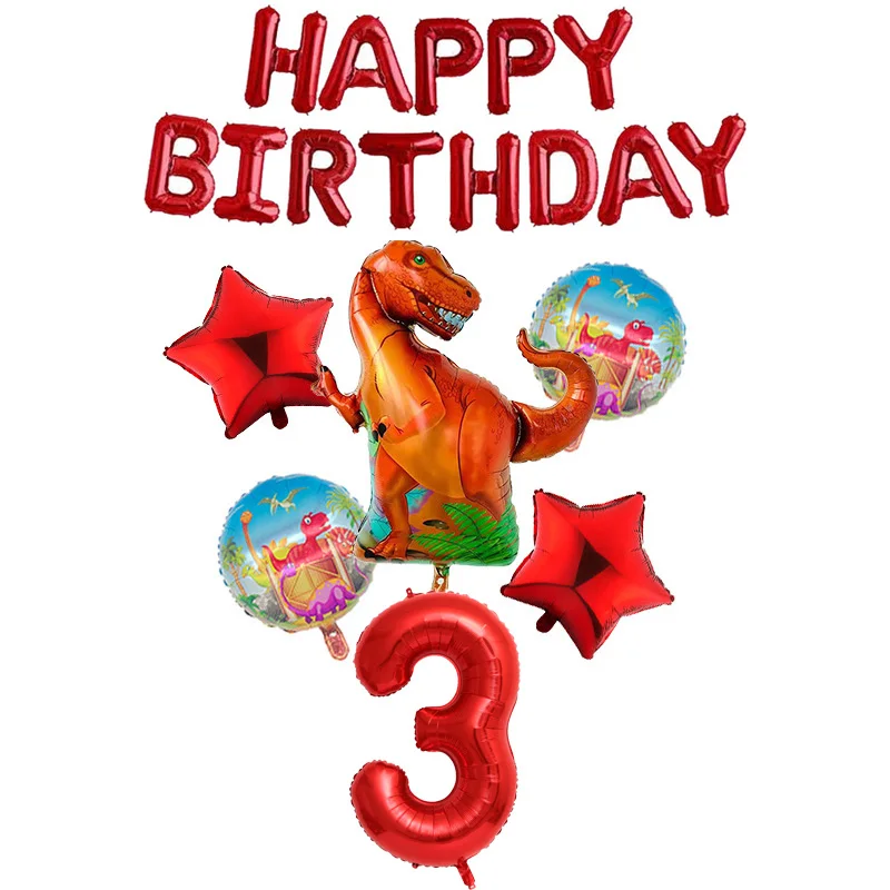 19 шт./лот динозавр гелий номер воздушный шар вечерние сафари украшения неоновые