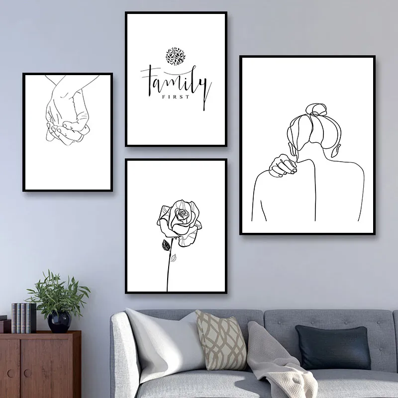 Современный минималистичный настенный художественный холст постер с черно