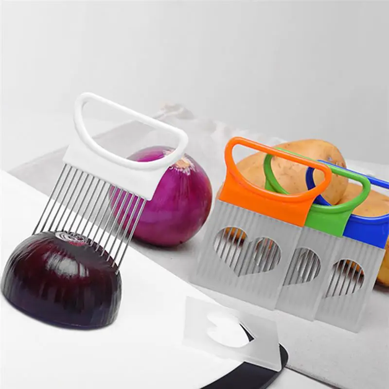 

2020 New Shrendders & Slicers Tomato Onion Vegetables Slicer Cutting Aid Holder Guide Slicing Cutter Safe Fork Dropshipping