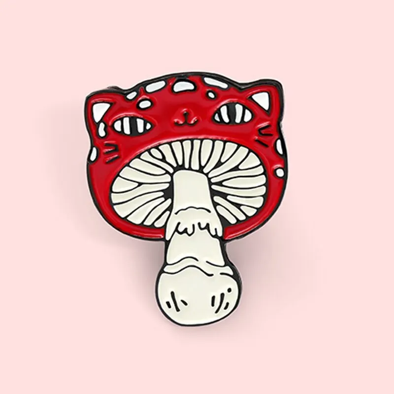 

Cat Face Mushroom Cartoon Enamel Brooch Pin Backpack Hat Bag Jeans Jacket Lapel Pins Badges Fashion Jewelry Accessories