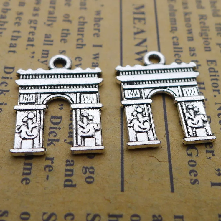 

12Piece/Lot 15*18mm Alloy Antique Silver BuildingTriumphal Arch Charms For Jewelry Making DIY Findings Handmade Craft Pendant