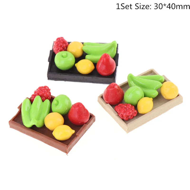 

1Set Dollhouse Miniature Tray Fruit Vegetable Plate Set Model Doll House Kitchen Decor Model Toy Kid Boy Girl Gifts