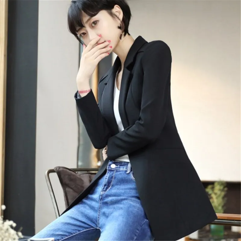 Весна 2021 женские офисные длинный плащ Блейзер черный белый цвет зеленый розовый