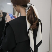 huanzhi 2020 new autumn stripe print silk square scarf head hair tie hair band for women hair accessories neckerchief 70cm