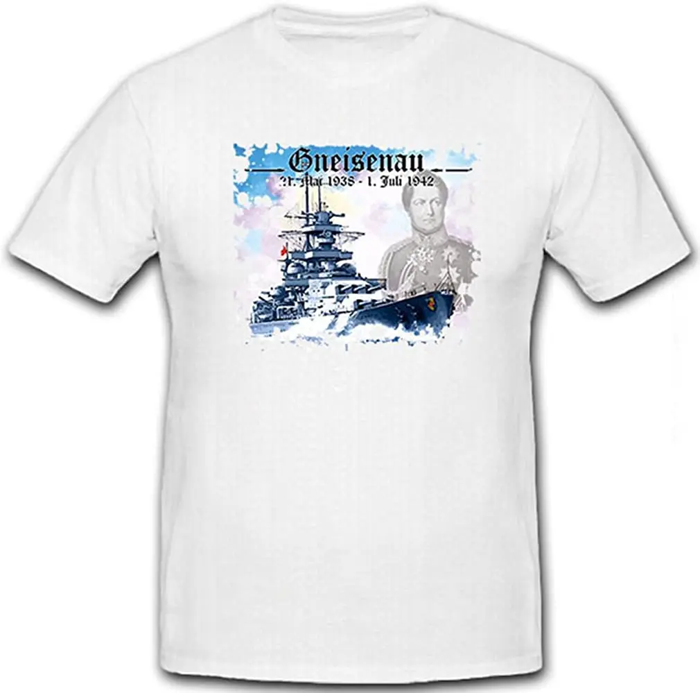 

Военный корабль Battleship Gneisenau, немецкий флот Второй мировой войны, генерал фелдмаршал, август, Neidhardt Von Gneisenau, футболка