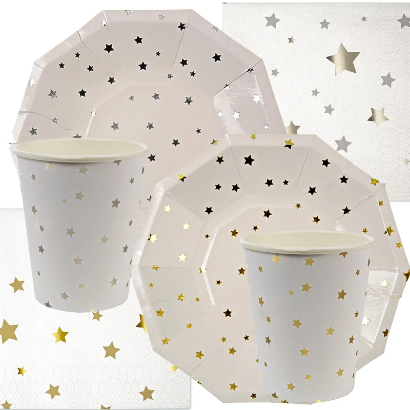 Белые одноразовые бумажные салфетки с принтом звезды свадебные украшения день
