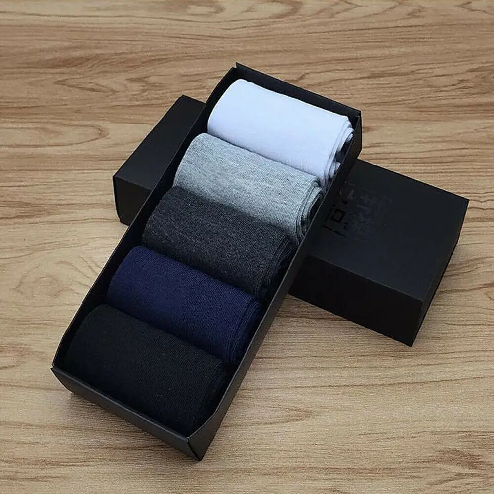 A Solid color Мужские 5 пар дизайнерских носков темно-цветные хлопковые Модные полосатые спортивные удобный мягкий хлопок лодыжки Дышащие носки - Color: A Solid color