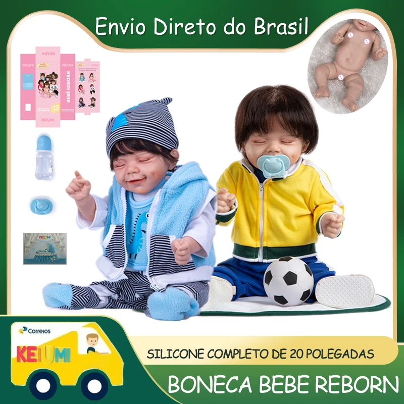 

Shipping From Brazil KEIUMI Wholesale Reborn Baby Doll Boneca Reborn Corpo De Silicone Birthday Gift Toys For Girl Can Bath Baby