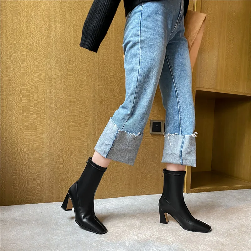 

Asumer 2021 hot sale ankle boots women square toe high heels ladies boots autumn winter classic fashion dress party shoes woman
