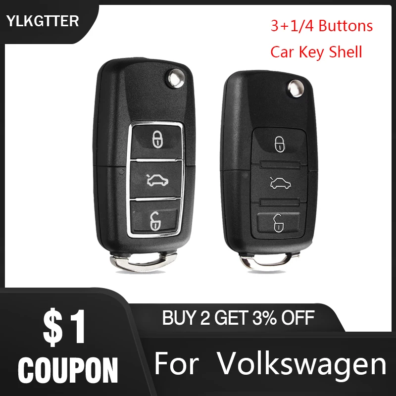 

YLKGTTER 3 + 1/4 кнопки дистанционного флип складной корпус для автомобильного ключа чехол для VW Jetta Golf Passat Beetle Skoda сиденье мужские поло B5 с ключом