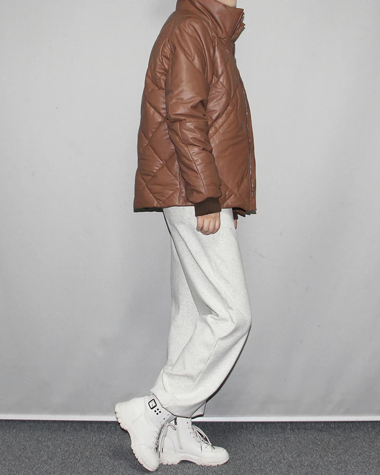 2021 Women's Jacket Duck Down Coat Genuine Sheepskin Lambskin Leather Parkas for Female Winter Clothing Brown Plus Sized XXXXL