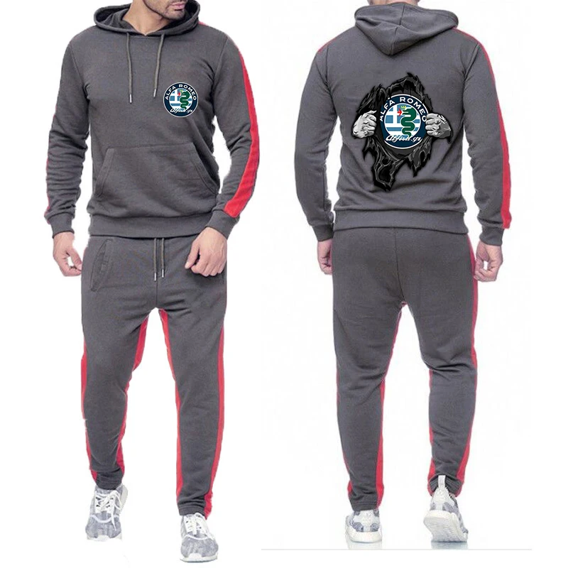 

2021Spring Autumn Men's New Alfa Romeo Logo Punk Casual Sweatpants Cotton Trousers Customize Sweatshirts Suit Leisure clothes