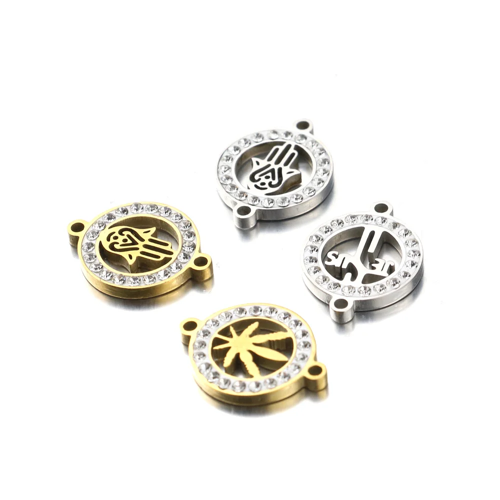 5 шт./лот золотой крест кленовый лист нержавеющая сталь высокое качество круглый