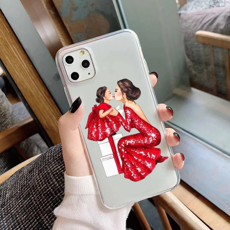 

Baby Mom Girl Women Silicone Case For iPhone12Pro MAX 11 Pro X 6 6S 7 8 Plus XR XS Max 5 5s SE Soft Cover