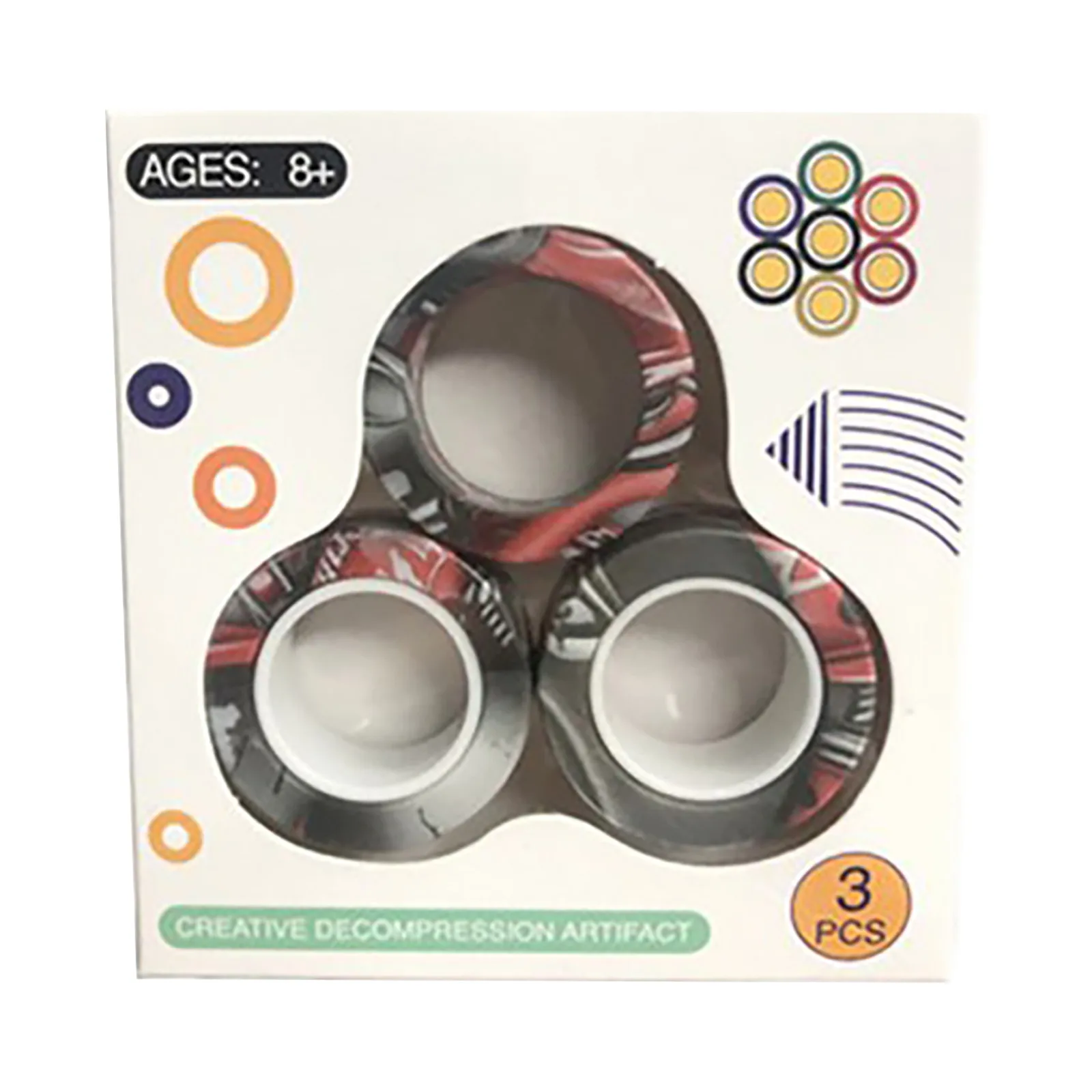 Magn&eacute;tico anillo de dedo Fidget im&aacute;n juguetes de bloques magn&eacute;ticos dedo Spinner mano Spinner tri-Spinner juguete de apilamiento conjunto pulsera magn&eacute;tica anillo m&aacute;gico juguete Gif-3