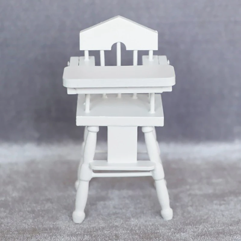 

1:12 Doll House Decoration Infant Dining Chair, White Modern Cute Dollhouse Furniture Miniature Wooden Chair Model